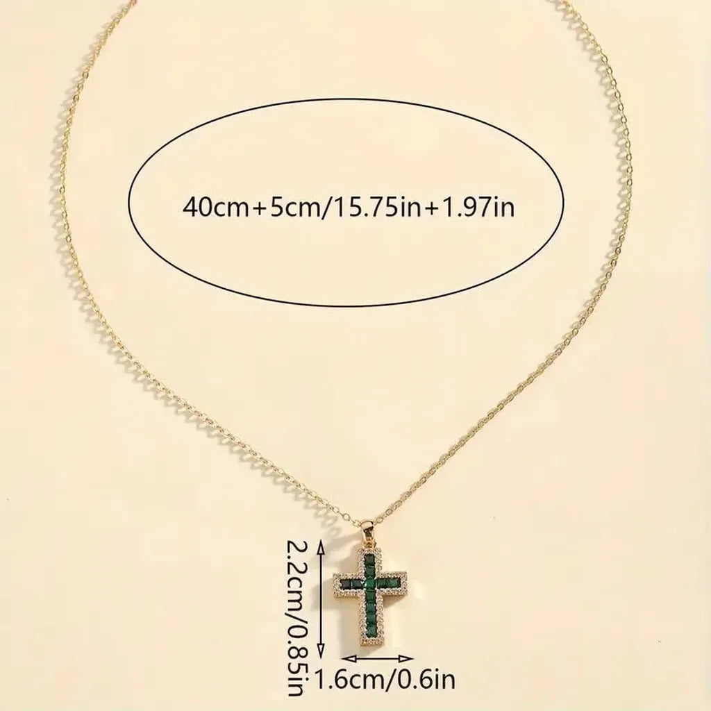 Goldkette mit smaragdgrünem Kreuz – Ansicht 4
