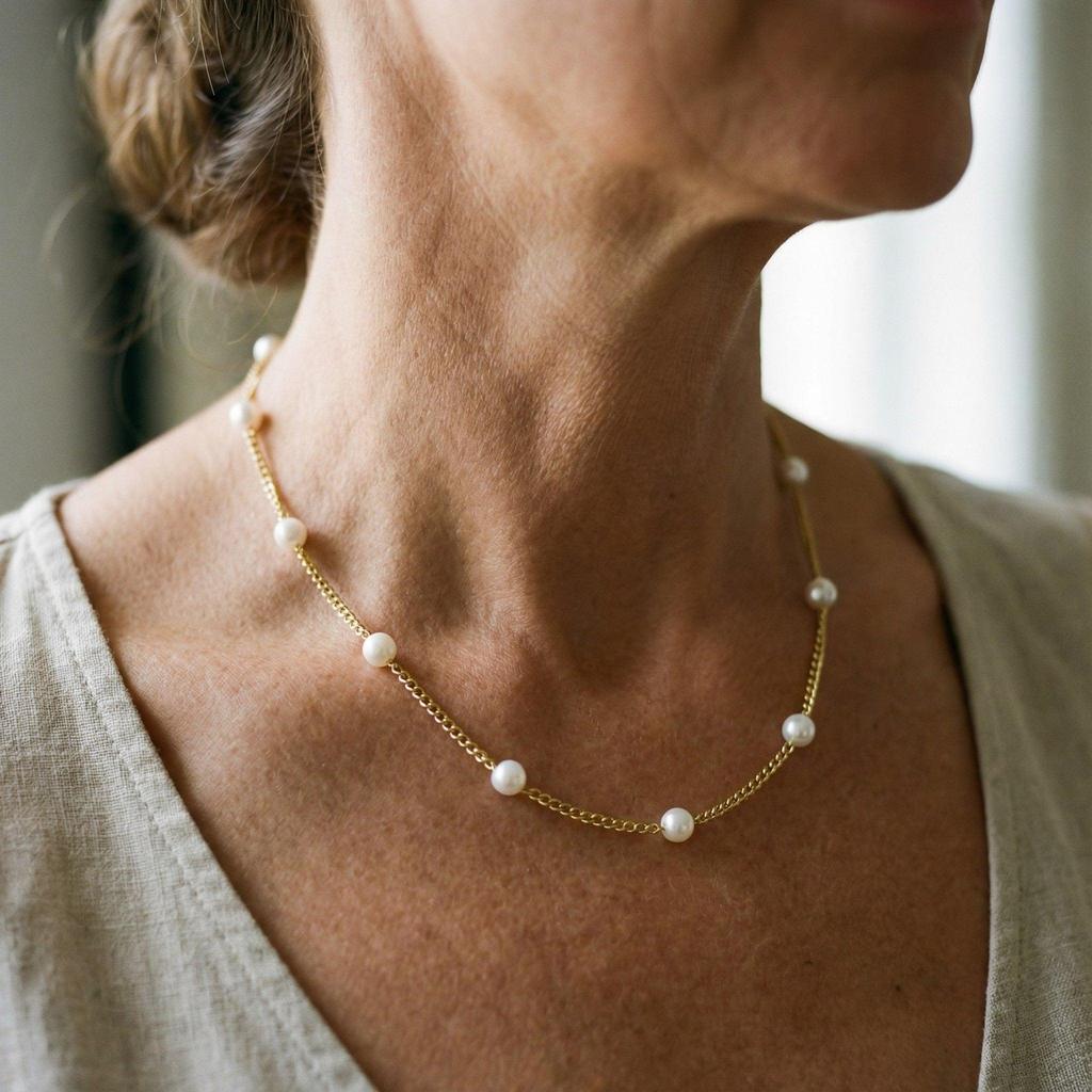 Goldkette mit Perle – Ansicht 2