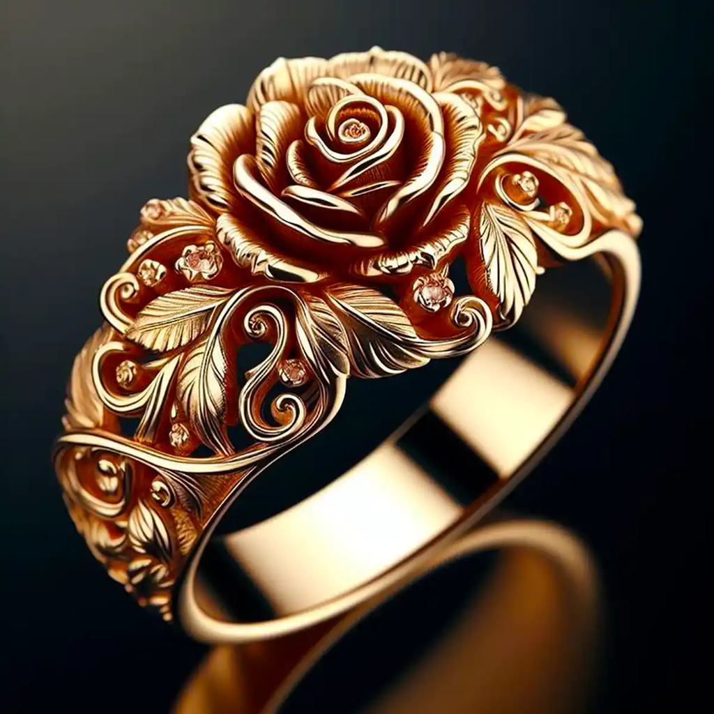 Goldring mit Blume