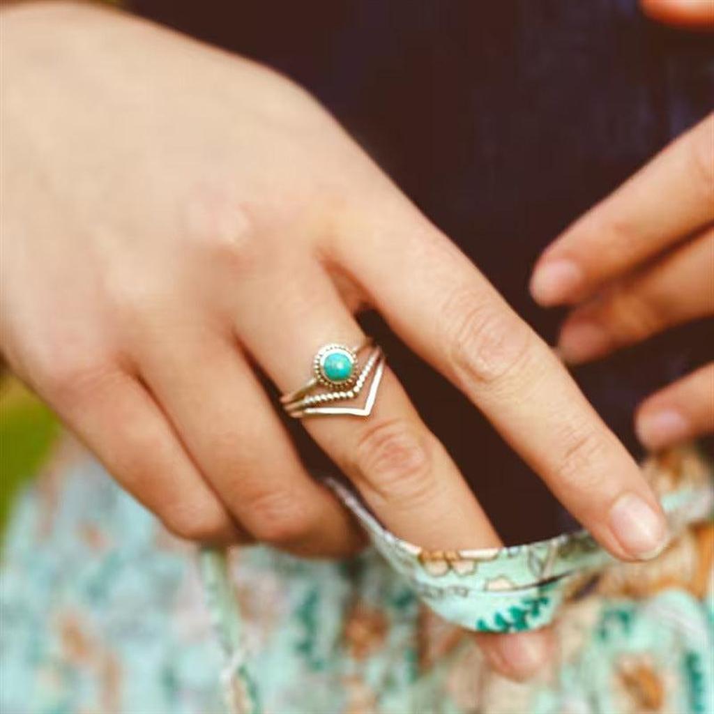 Goldring mit Türkisperlen – Ansicht 3