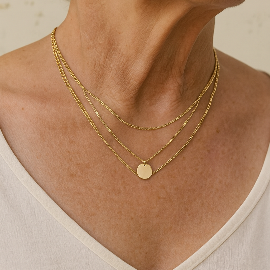 Zweifarbige Halskette in Gold und Weißgold