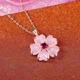Halskette mit Blume in Gold und Rosa