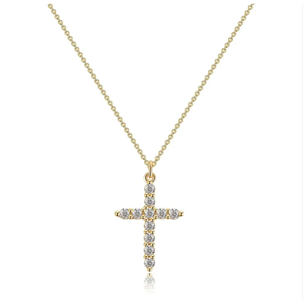 Halskette mit Kreuz und Krone mit Zirkonia – Ansicht 2