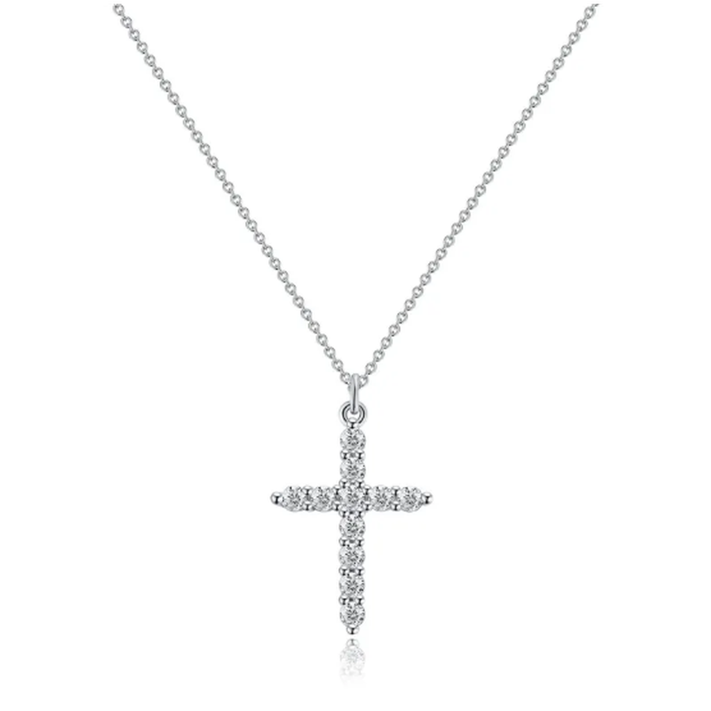 Halskette mit Kreuz und Krone mit Zirkonia – Ansicht 3