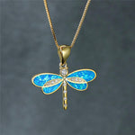 Halskette mit Libelle in Gold mit Opal – Ansicht 3