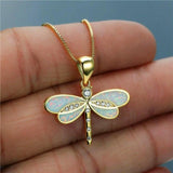 Halskette mit Libelle in Gold mit Opal – Ansicht 5