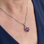 Halskette Herz in Violett in Weißgold