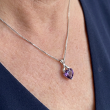 Halskette Herz in Violett in Weißgold