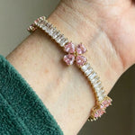 Herzarmband mit Amethyst und Kleeblatt in Gold – Ansicht 2