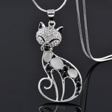 Katzen-Halskette „Liebe“ in Weißgold mit Zirkonia