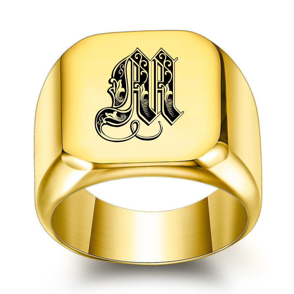 Klassischer Initialenring in Gold – Ansicht 13