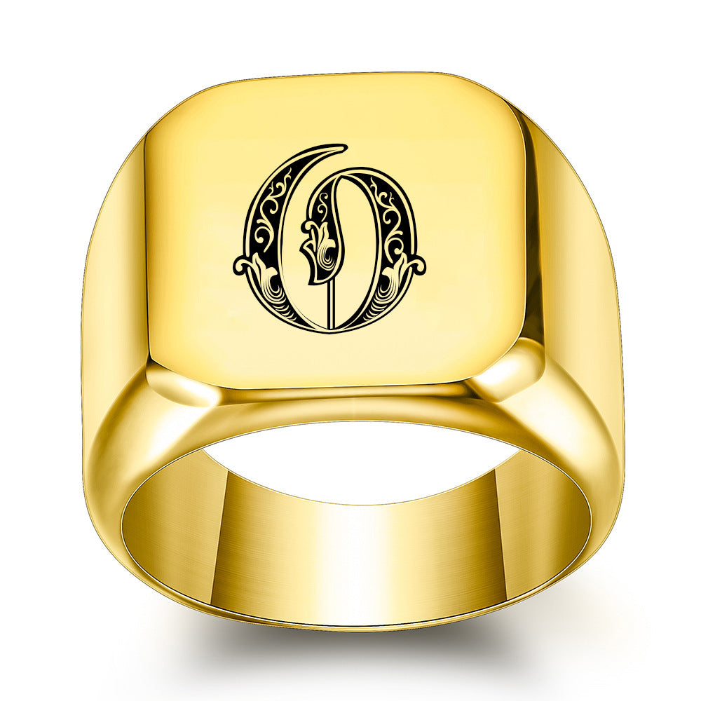 Klassischer Initialenring in Gold – Ansicht 15