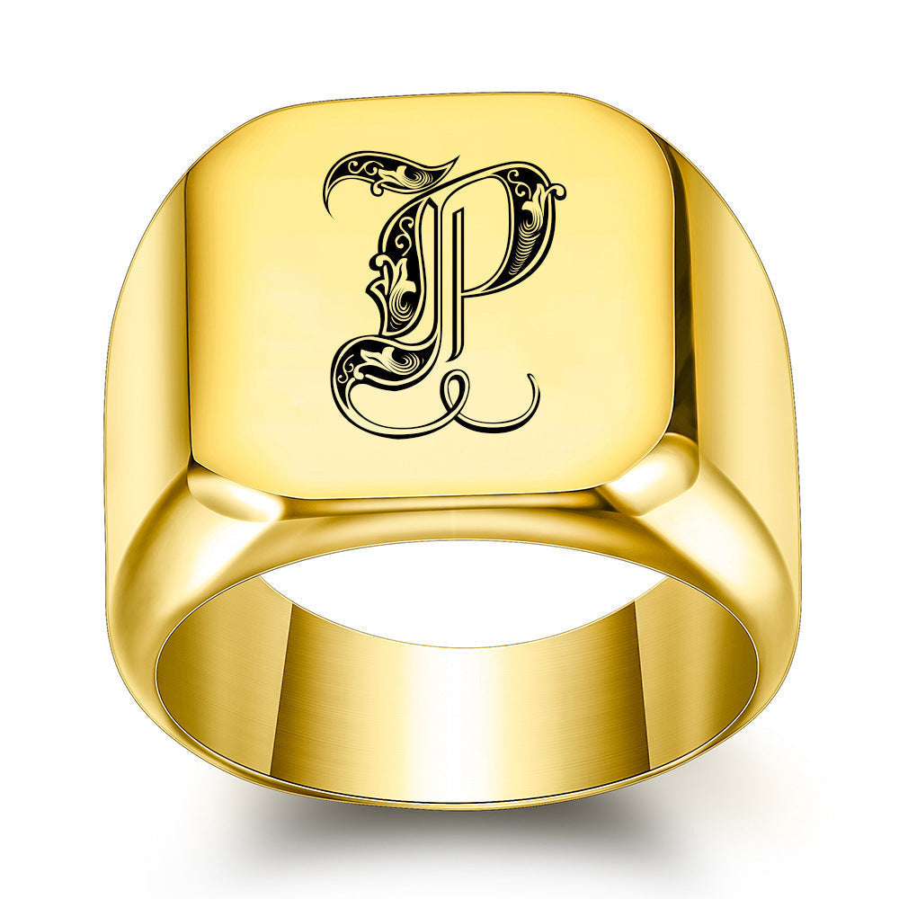 Klassischer Initialenring in Gold – Ansicht 16