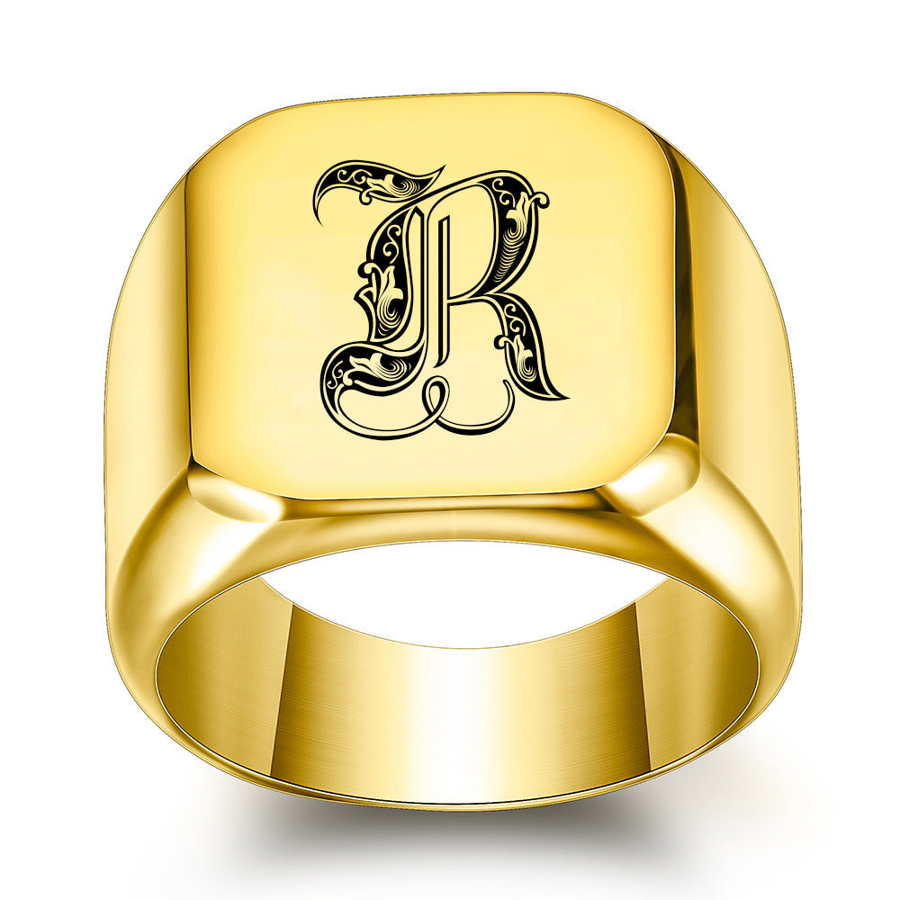 Klassischer Initialenring in Gold – Ansicht 18