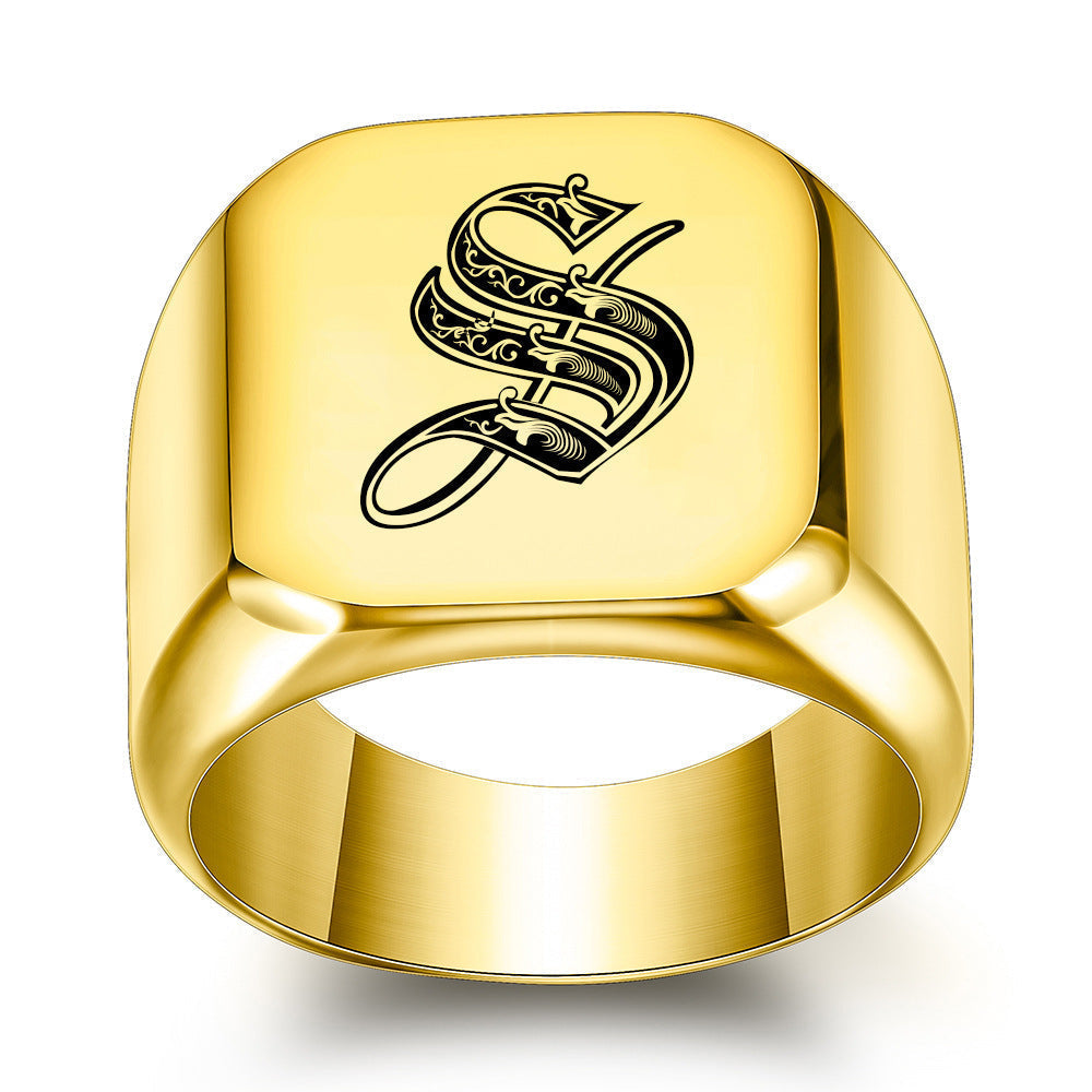 Klassischer Initialenring in Gold – Ansicht 19
