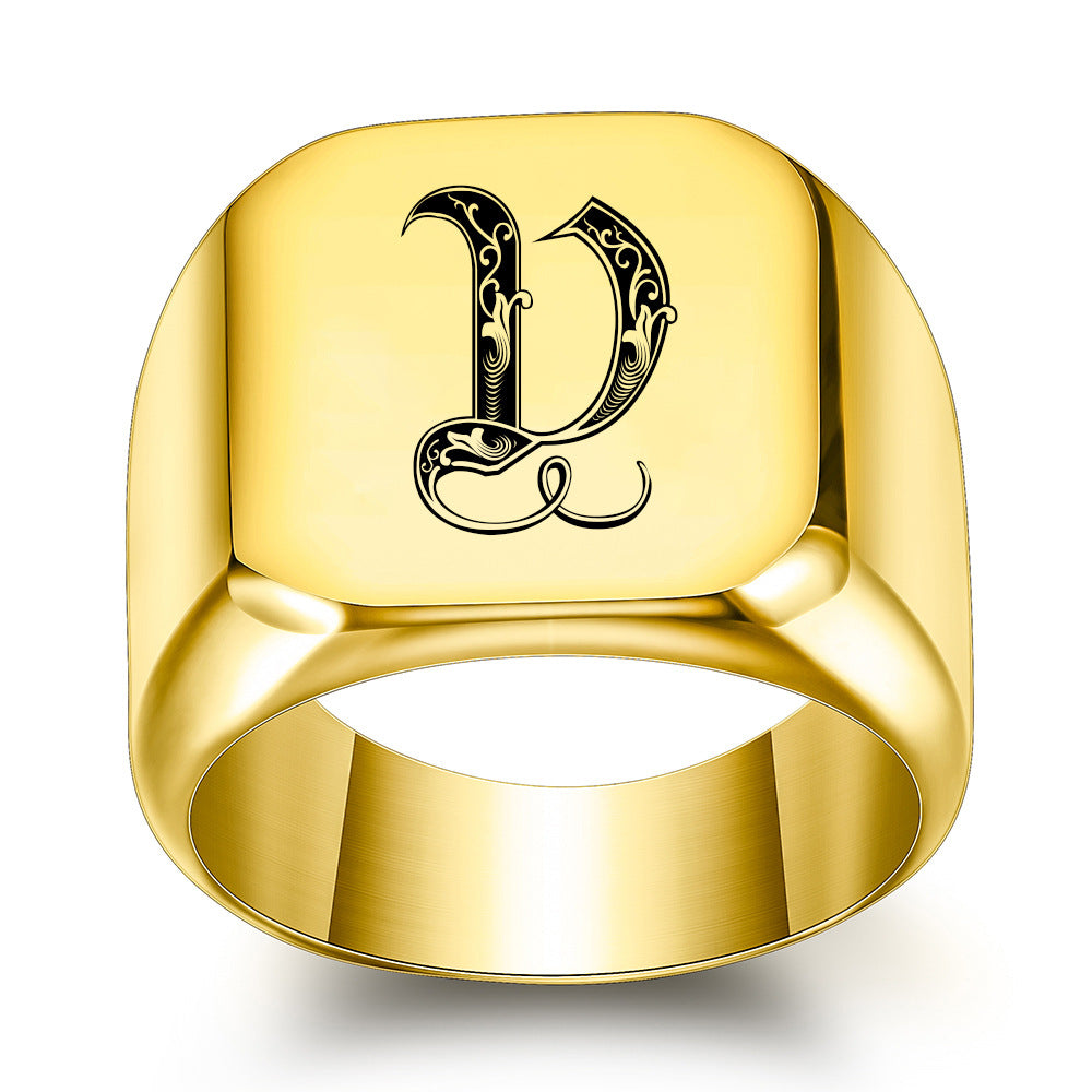 Klassischer Initialenring in Gold – Ansicht 22