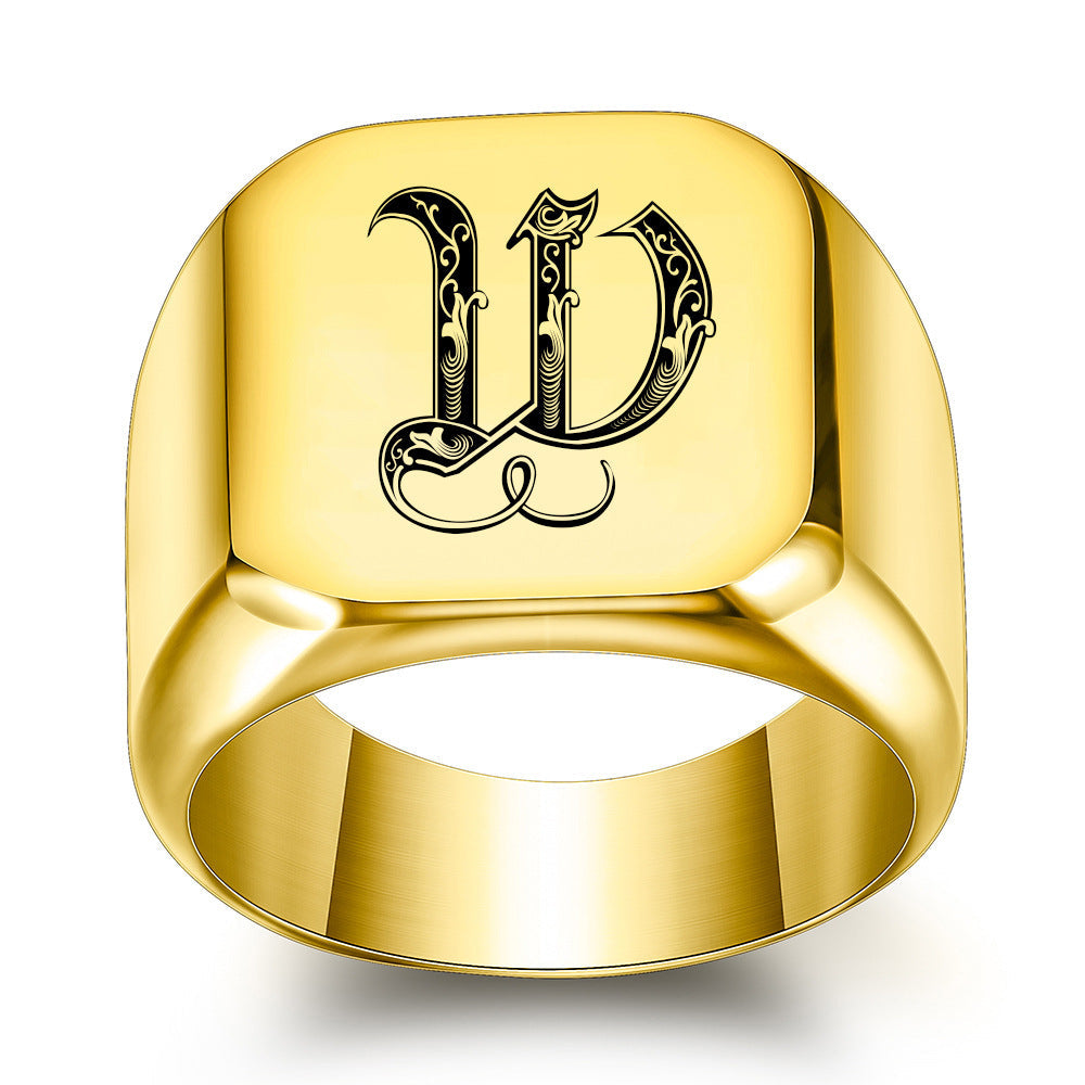 Klassischer Initialenring in Gold – Ansicht 23