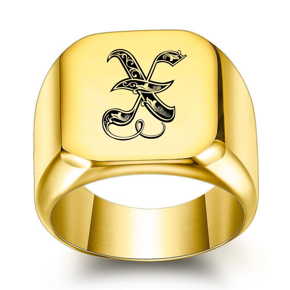 Klassischer Initialenring in Gold – Ansicht 24