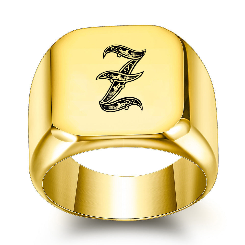 Klassischer Initialenring in Gold – Ansicht 25