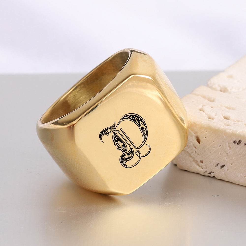 Klassischer Initialenring in Gold – Ansicht 28