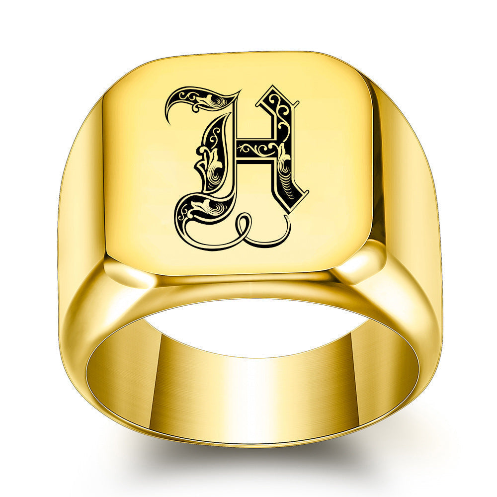 Klassischer Initialenring in Gold – Ansicht 8