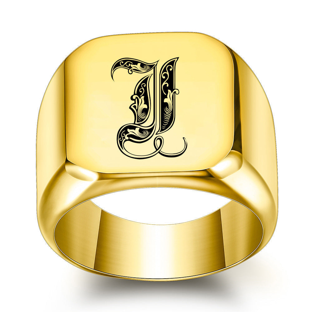 Klassischer Initialenring in Gold – Ansicht 9