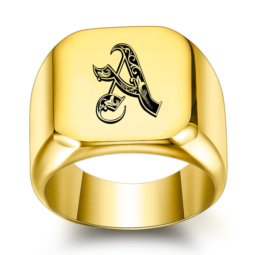 Klassischer Initialenring in Gold