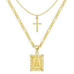Kreuzkette mit Initiale in Gold