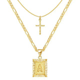 Kreuzkette mit Initiale in Gold
