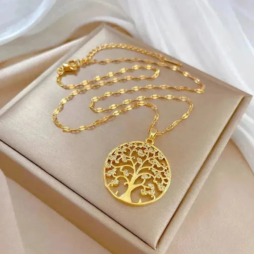 Lebensbaum-Halskette in Gold