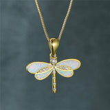 Libellen-Halskette in Gold mit Opal – Ansicht 3