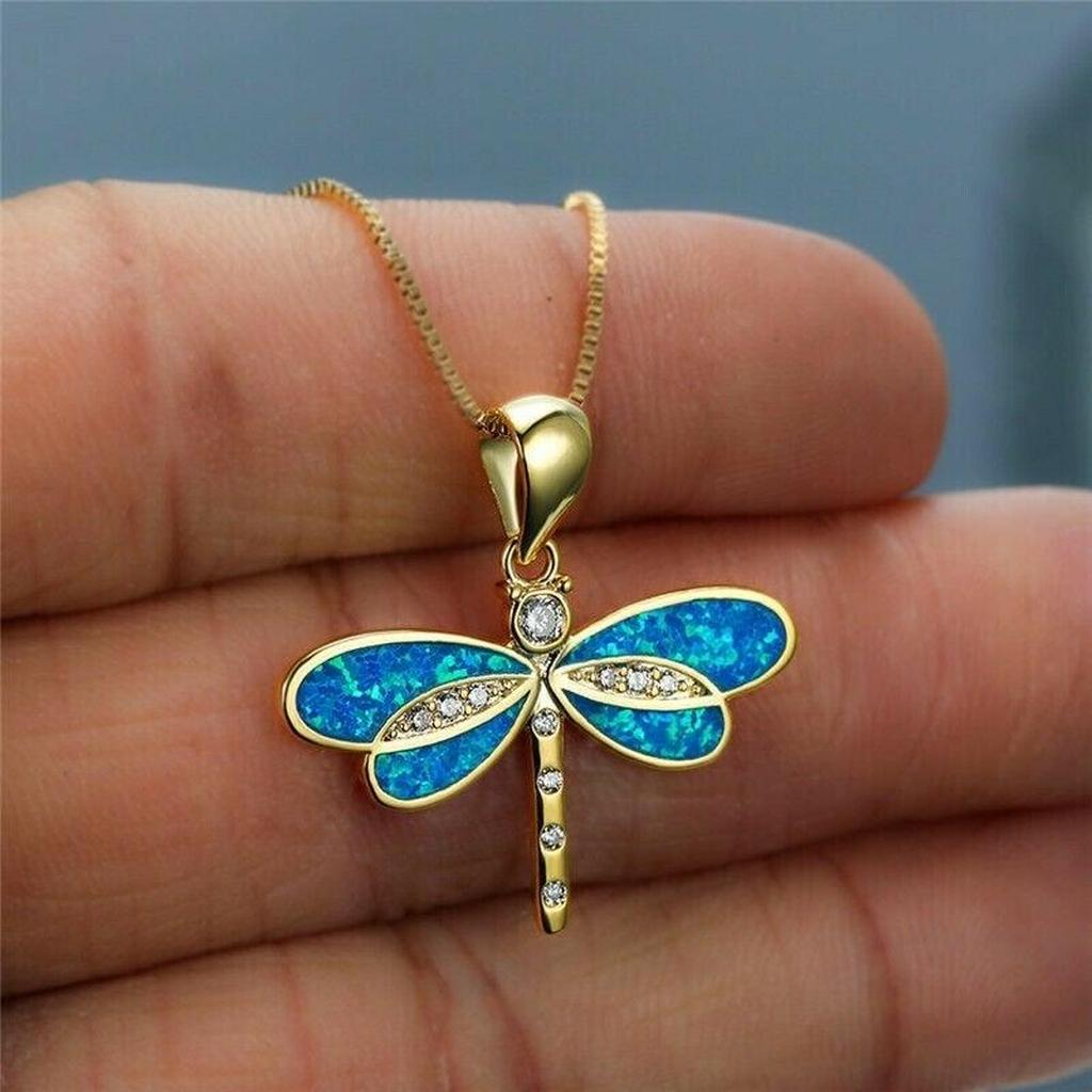Libellen-Halskette in Gold mit Opal – Ansicht 6