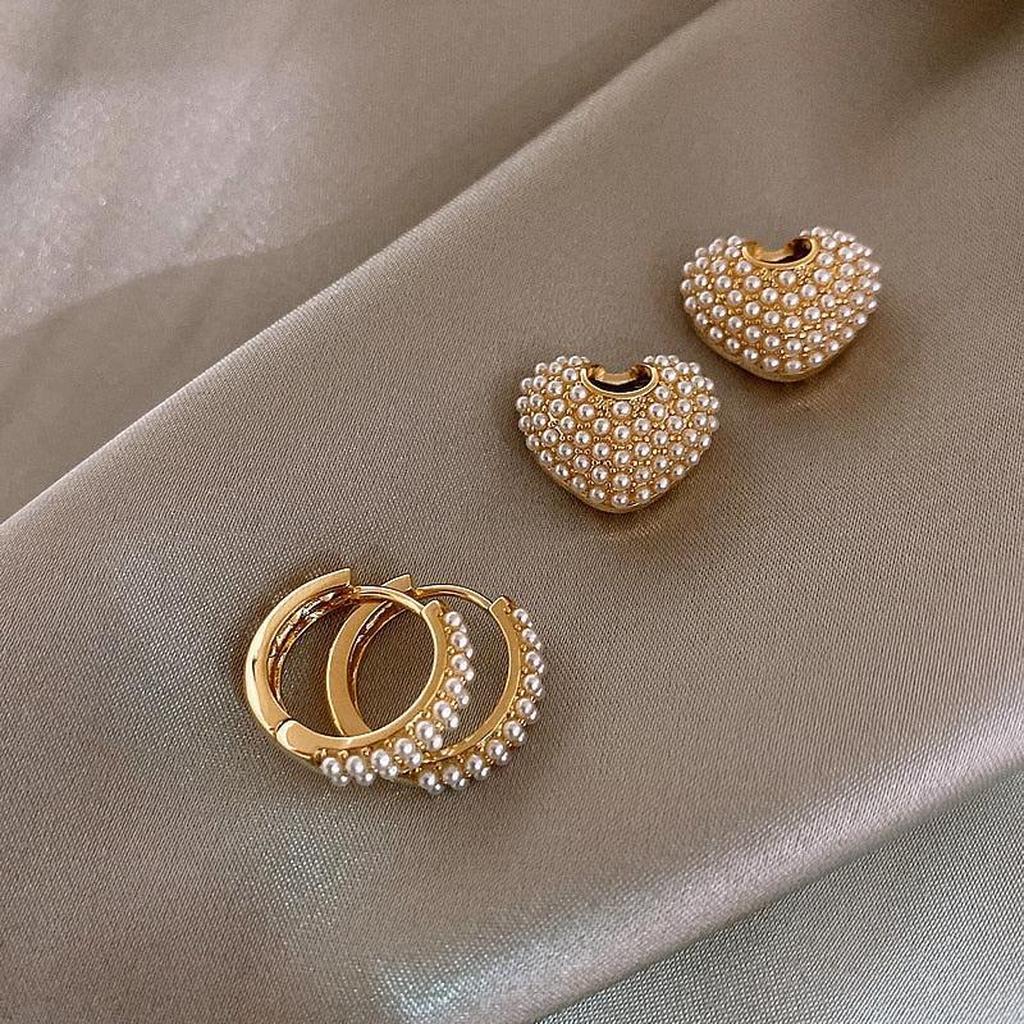 Perlenohrringe „Liebe“ in Gold – Ansicht 2