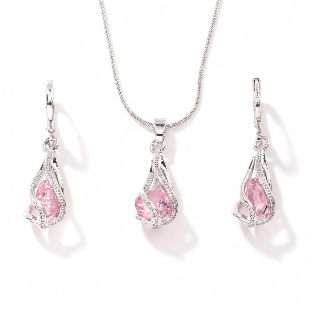 Schmuckset Livia Lumen mit Drehung in Weißgold