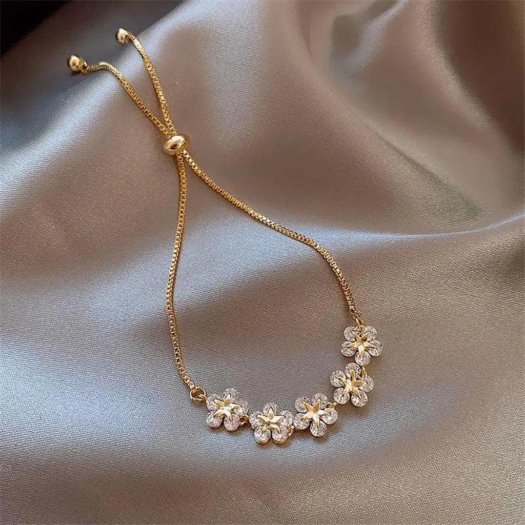 Margeritenarmband mit Kristall in Gold – Ansicht 3
