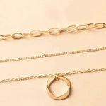 Mehrlagige Retro-Kette mit goldenem Anhänger – Ansicht 2