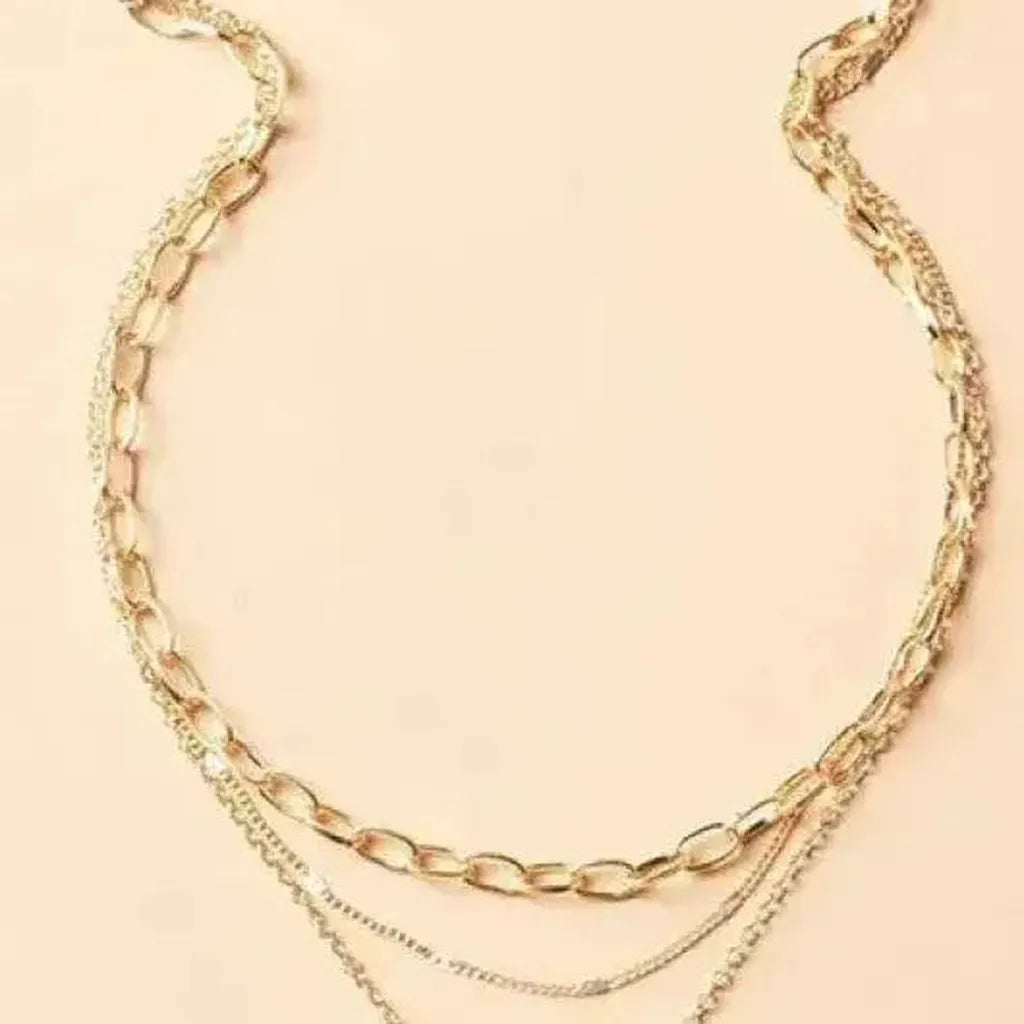 Mehrlagige Retro-Kette mit goldenem Anhänger – Ansicht 3