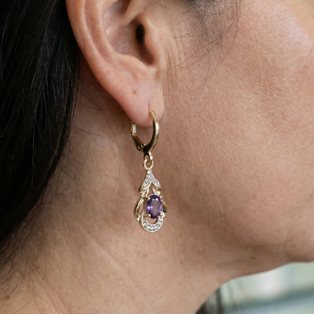 Amethyst-Tropfenohrringe „Mondlicht“ in Roségold