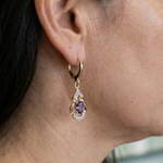 Amethyst-Tropfenohrringe „Mondlicht“ in Roségold