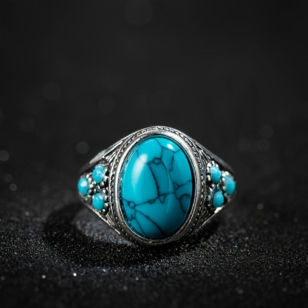Ring „Nomade“ mit blauem Stein in Weißgold