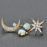 Ohrringe Mond und Stern in Gold mit Opal – Ansicht 3