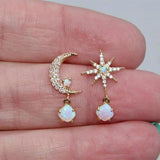 Ohrringe Mond und Stern in Gold mit Opal – Ansicht 4