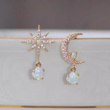 Ohrringe Mond und Stern in Gold mit Opal – Ansicht 5