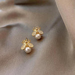 Ohrringe mit Perle und Zirkonia in Gold