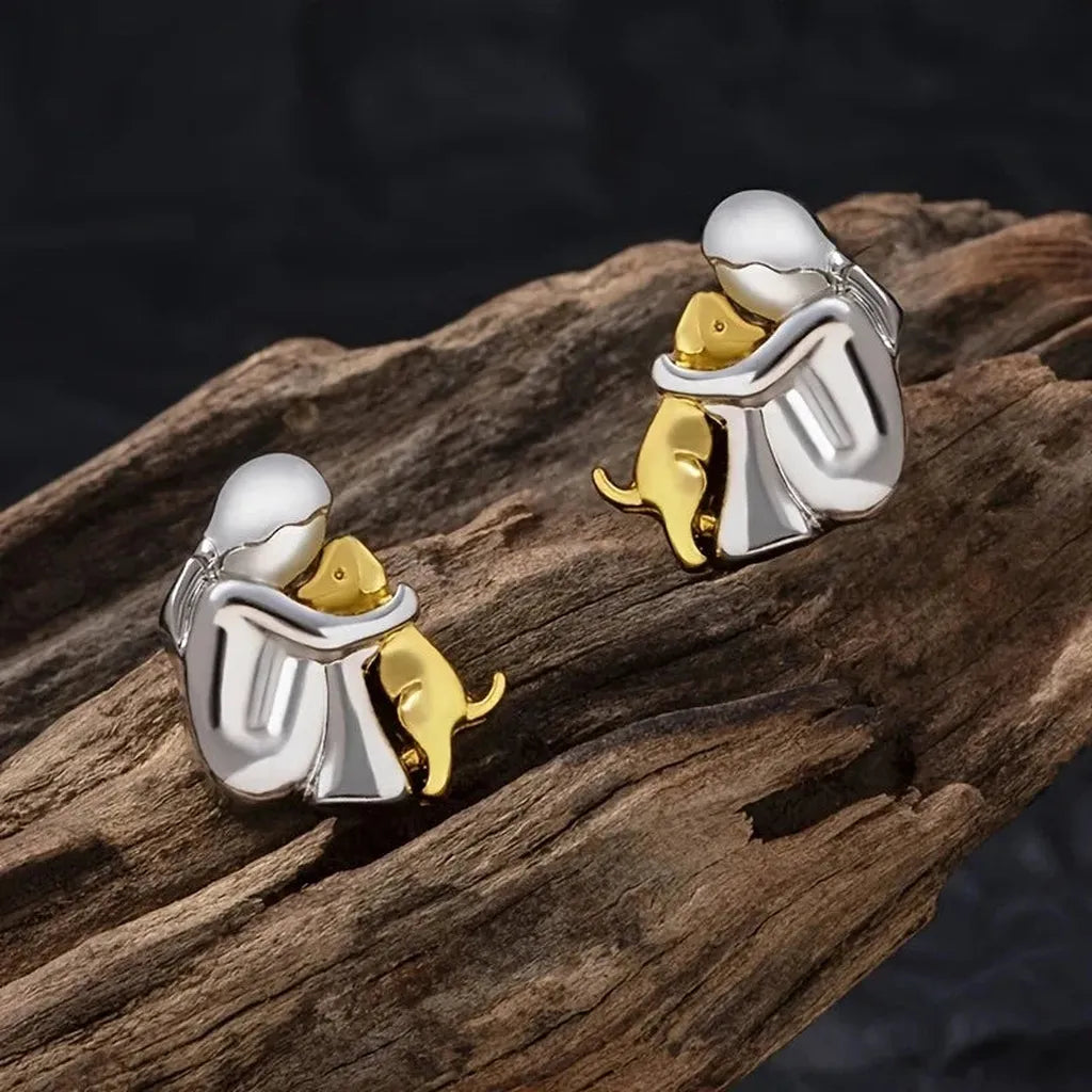 Zweifarbige Ohrringe in Weißgold und Gold – Ansicht 3