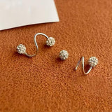 Ohrstecker-Set mit Spiralkugeln und Zirkonia – Ansicht 3