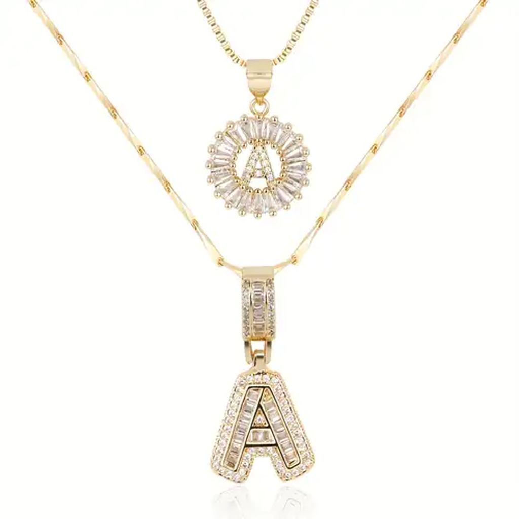 Pavé-Initialen-Halskette-Set