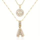 Pavé-Initialen-Halskette-Set