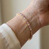 Pfingstrosen-Tennisarmband in Gold