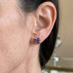 Quadratische Amethyst-Ohrringe in Gold